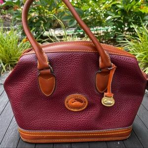 Vintage Dooney & Bourne All Weather Pebble Leather Burgundy Excellent Cond.